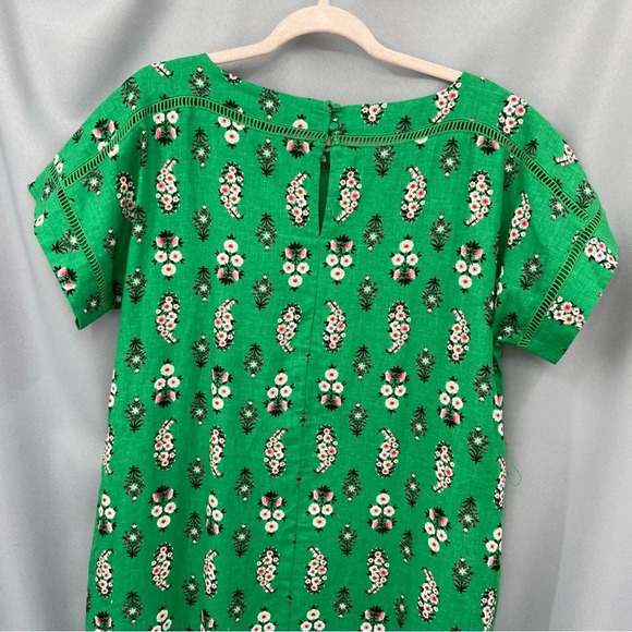 NWT Ann Taylor Linen Blend Green Floral Midi Dress Size 8P Garden Party - Picture 7 of 13